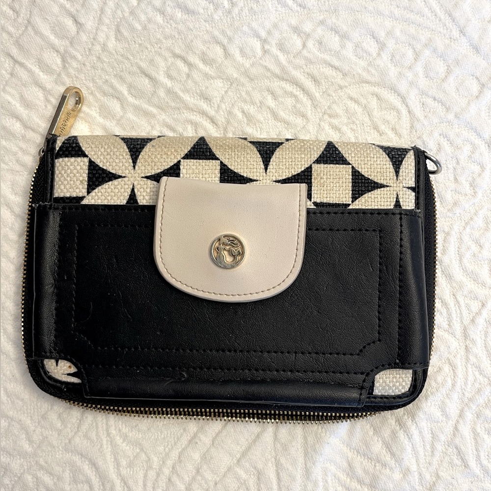 Spartina 449 black and white zip around Phone wallet